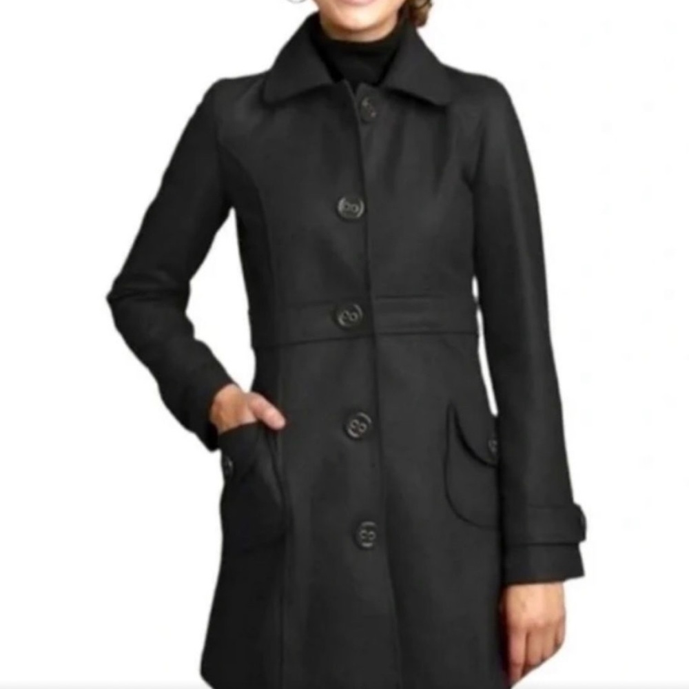 Anthropology Tulle Knee Length Pea Coat